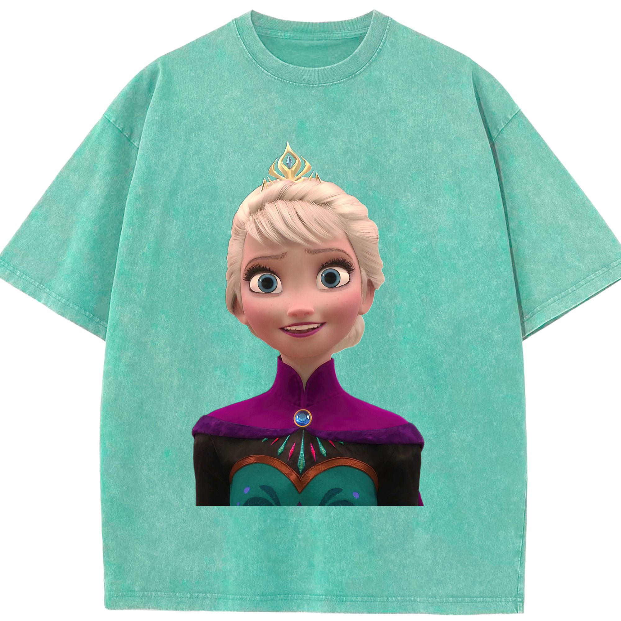 （画像用） アナと雪の女王 アンナ エルサ Frozen Anna Elsa 綿100% ヴィンテージ風 半袖Tシャツ（フロントプリント）
